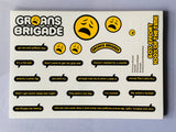 Groans - 'excuses' A5 sticker sheet (22 class as fuck stickers) FREE POSTAGE
