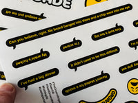 Groans - 'excuses' A5 sticker sheet (22 class as fuck stickers) FREE POSTAGE