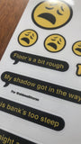 Groans - 'more excuses' A5 sticker sheet FREE POSTAGE