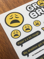 Groans - 'more excuses' A5 sticker sheet FREE POSTAGE